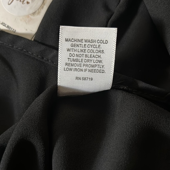 Sheer Black & White Blouse with Roll Tab Sleeves and Chest Pockets - Picture 7 of 14